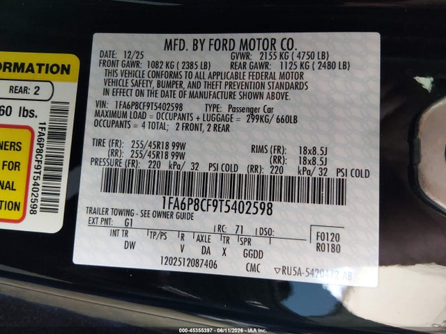 Ford Mustang Gt Fastback 2026 1FA6P8CF9T5402598 Image 9