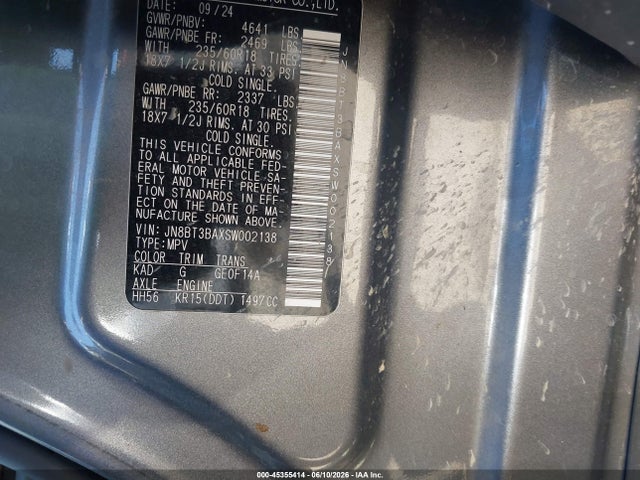 JN8BT3BAXSW002138 Nissan Rogue Sv Fwd
