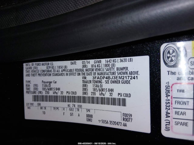 Ford FIESTA SE 2014 3FADP4BJ3EM217241 Image 9