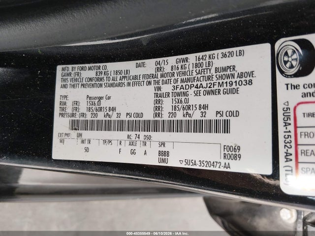 Ford FIESTA S 2015 3FADP4AJ2FM191038 Image 9
