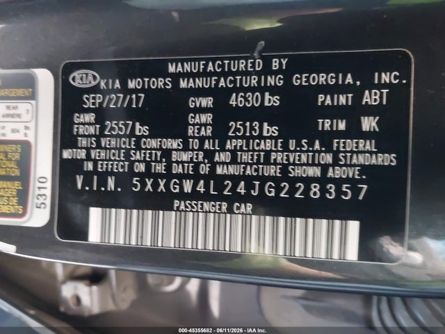 KIA Optima Sx Turbo 2018 5XXGW4L24JG228357 Image 9