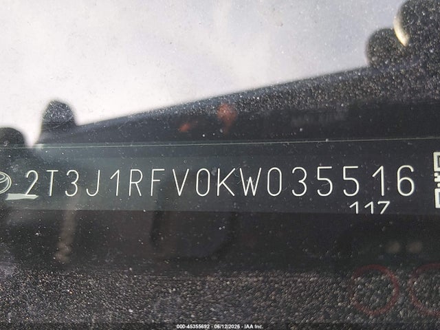 45355692 :رقم المزاد ، 2T3J1RFV0KW035516 vin ، 2019 Toyota Rav4 Adventure مزاد بيع
