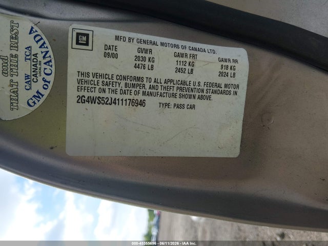 Продажа на аукционе авто 2001 Buick Century Custom, vin: 2G4WS52J411176946, номер лота: 45355696