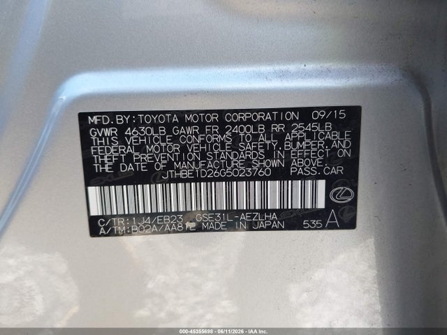 Lexus IS 350 2016 JTHBE1D26G5023760 Image 9