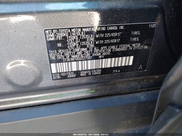 Toyota RAV4 LE 2025 2T3G1RFVXSC577007 Image 9