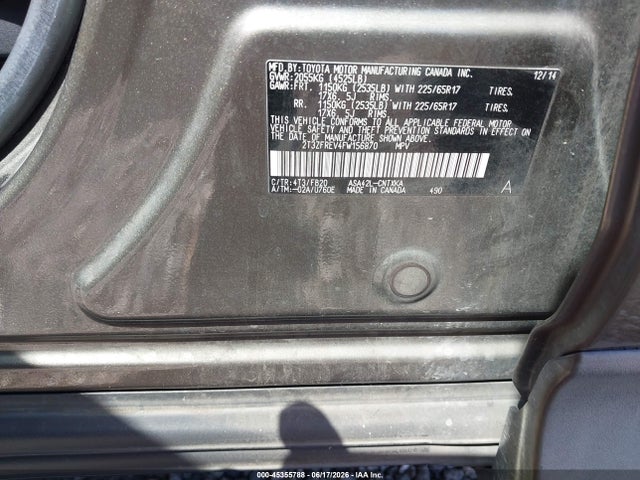 Toyota RAV4 LE 2015 2T3ZFREV4FW156870 Image 9