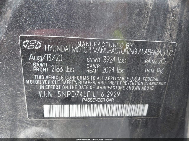Hyundai ELANTRA SE 2020 5NPD74LF1LH612929 Image 9