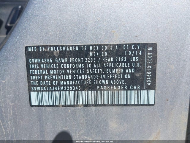 3VW3A7AJ4FM229343 Volkswagen Jetta 2.0l Tdi Sel