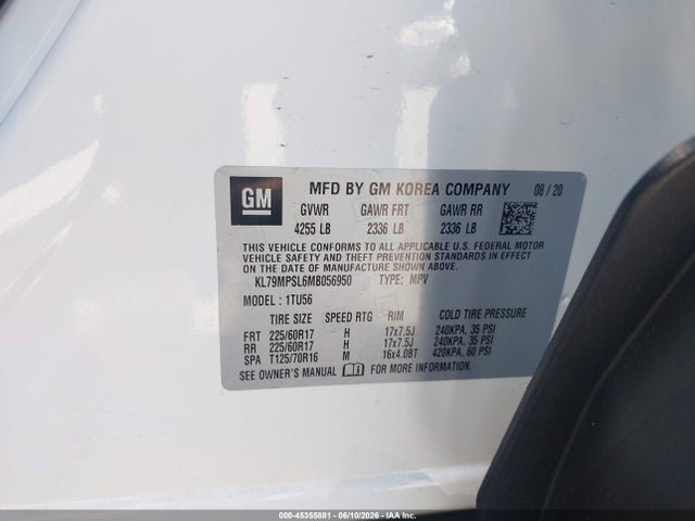 KL79MPSL6MB056950 Chevrolet Trailblazer Fwd Lt