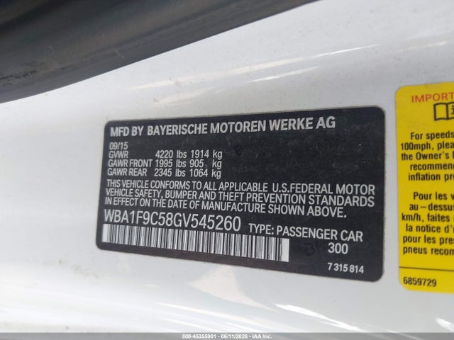 WBA1F9C58GV545260 BMW 228I