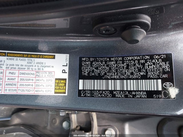 Продажа на аукционе авто 2021 Toyota Corolla Se, vin: JTND4MBEXM3145892, номер лота: 45355920
