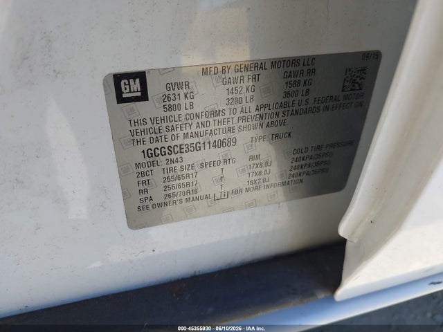 1GCGSCE35G1140689 Chevrolet Colorado Lt