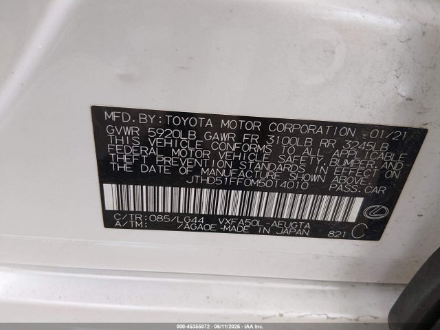 Продаж на аукціоні авто 2021 Lexus Ls 500, vin: JTHD51FF0M5014010, номер лоту: 45355972