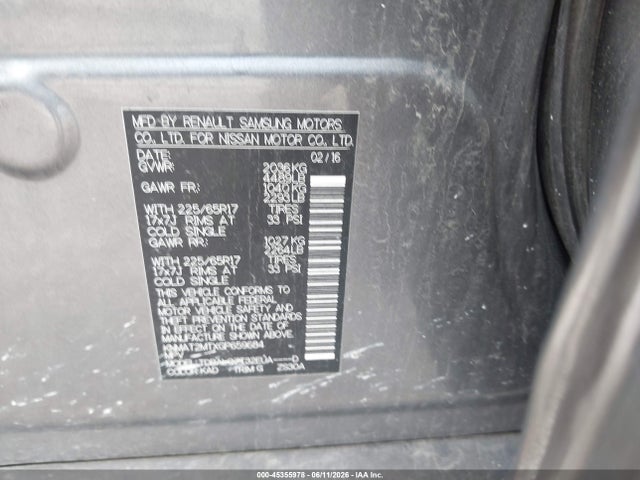Aukcja sprzedaży 2016 Nissan Rogue Sv, vin: KNMAT2MTXGP659684, numer aukcji: 45355978