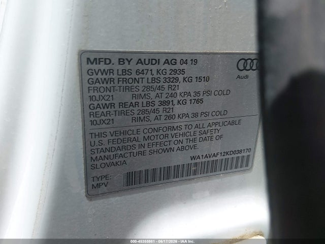 WA1AVAF12KD038170 Audi Q8 55 Premium
