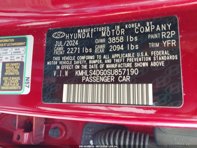 Продажа на аукционе авто 2025 Hyundai Elantra Sel Convenience, vin: KMHLS4DG0SU857190, номер лота: 45356036