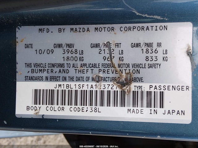 2010 Mazda Mazda3 მანქანა იყიდება აუქციონზე, vin: JM1BL1SF1A1237275, აუქციონის ნომერი: 45356097
