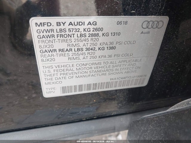 Продажа на аукционе авто 2018 Audi Sq5 3.0t Premium Plus, vin: WA1C4AFY2J2199878, номер лота: 45356100