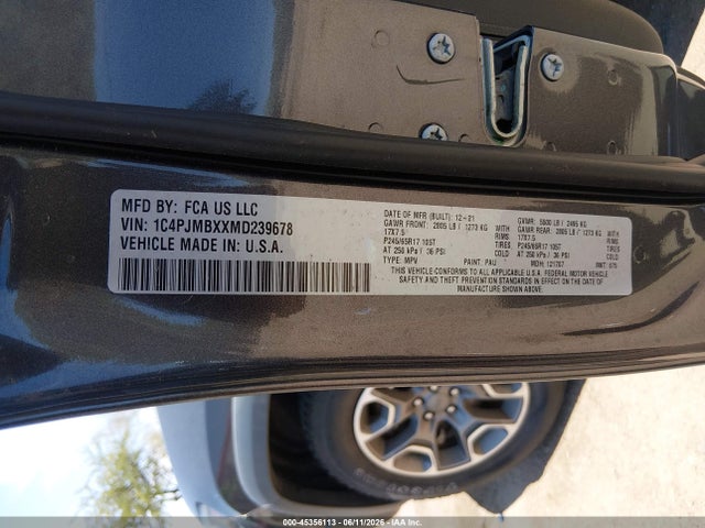 Jeep Cherokee Trailhawk 4x4 2021 1C4PJMBXXMD239678 Image 9