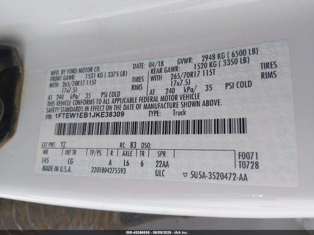 Ford F-150 Xl 2018 1FTEW1EB1JKE38309 Image 9