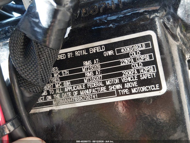 Aukcja sprzedaży 2025 Royal Enfield Motors Bear 650, vin: ME3HAN476SK700741, numer aukcji: 45356173