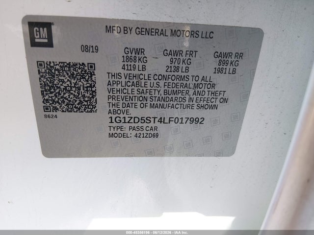 1G1ZD5ST4LF017992 Chevrolet Malibu Fwd Lt