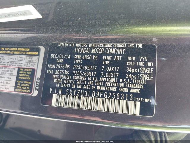 5XYZU3LB9FG256313 Hyundai Santa Fe Sport 2.4l
