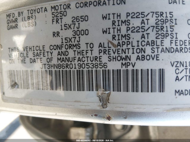 Продаж на аукціоні авто 2001 Toyota 4runner Sr5 V6, vin: JT3HN86R019053856, номер лоту: 45356202