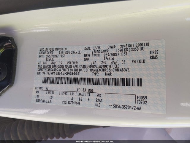 Ford F-150 Xl 2018 1FTEW1EB4JKF08465 Image 9