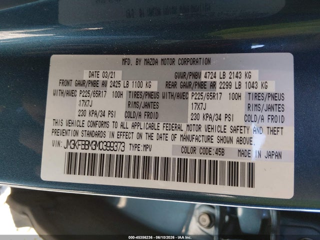 Mazda CX-5 SPORT 2021 JM3KFBBM3M0399373 Image 9