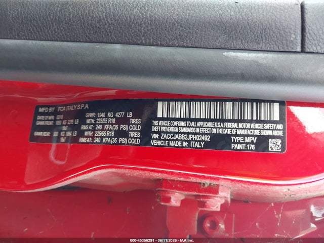 Aukcja sprzedaży 2018 Jeep Renegade Latitude Fwd, vin: ZACCJABB2JPH02492, numer aukcji: 45356291
