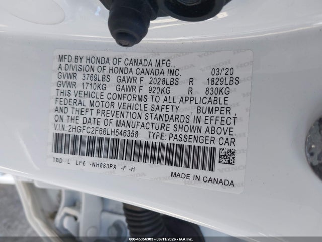 Honda Civic Lx 2020 2HGFC2F66LH546358 Image 9