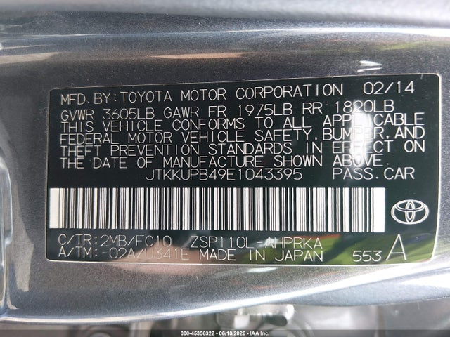 Продаж на аукціоні авто 2014 Scion Xd, vin: JTKKUPB49E1043395, номер лоту: 45356322