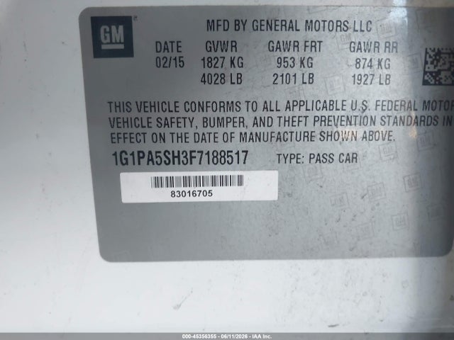 1G1PA5SH3F7188517 Chevrolet Cruze Ls Auto