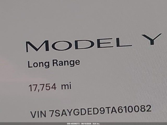Продажа на аукционе авто 2026 Tesla Model Y Premium Rear-wheel Drive/rear-wheel Drive, vin: 7SAYGDED9TA610082, номер лота: 45356372