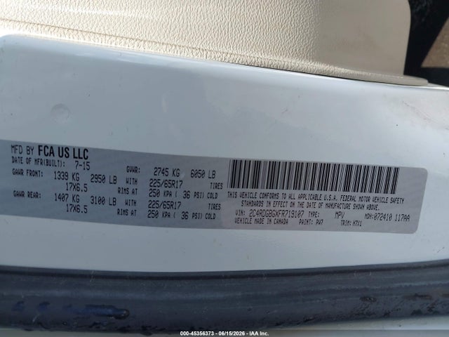 Продаж на аукціоні авто 2015 Dodge Grand Caravan Se, vin: 2C4RDGBGXFR719107, номер лоту: 45356373