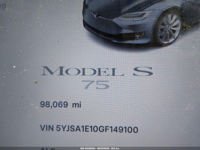 Продажа на аукционе авто 2016 Tesla Model S 60/70/75/85, vin: 5YJSA1E10GF149100, номер лота: 45356384