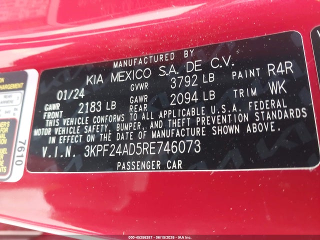 3KPF24AD5RE746073 KIA Forte Lxs