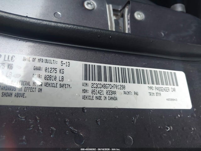 45356392 :رقم المزاد ، 2C3CDXBG7DH701290 vin ، 2013 Dodge Charger Se مزاد بيع