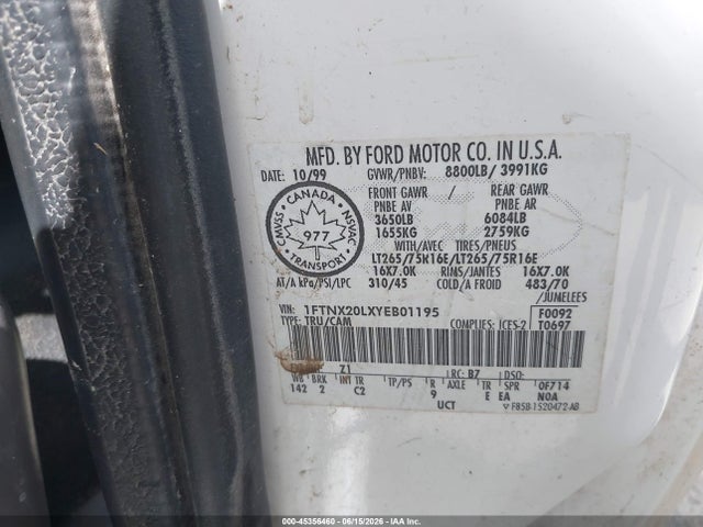 Продаж на аукціоні авто 2000 Ford F250 Super Duty, vin: 1FTNX20LXYEB01195, номер лоту: 45356460