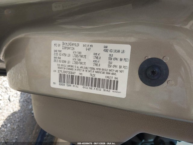 45356478 :رقم المزاد ، 3D7ML39A97G836407 vin ، 2007 Dodge Ram 3500 Slt مزاد بيع