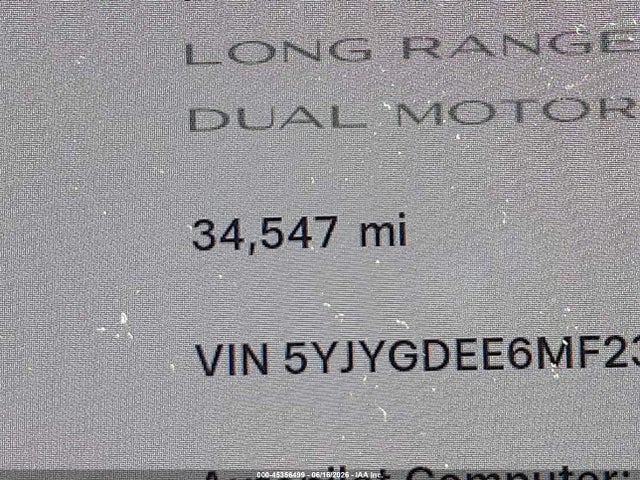 2021 Tesla Model Y Long Range Dual Motor All-wheel Drive მანქანა იყიდება აუქციონზე, vin: 5YJYGDEE6MF233494, აუქციონის ნომერი: 45356499