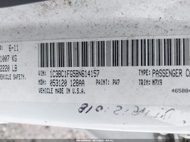 Продаж на аукціоні авто 2011 Chrysler 200 Touring, vin: 1C3BC1FG5BN614157, номер лоту: 45356545
