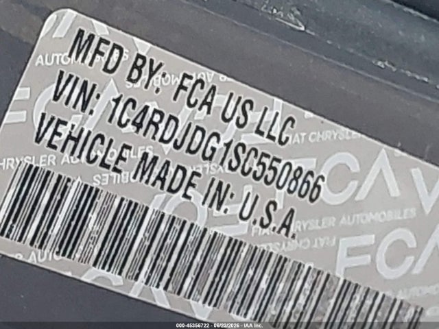 45356722 :رقم المزاد ، 1C4RDJDG1SC550866 vin ، 2025 Dodge Durango Gt Plus Awd مزاد بيع