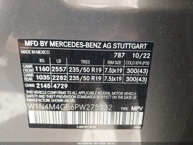 Продажа на аукционе авто 2023 Mercedes-benz Glb 250, vin: W1N4M4GB6PW275232, номер лота: 45356748