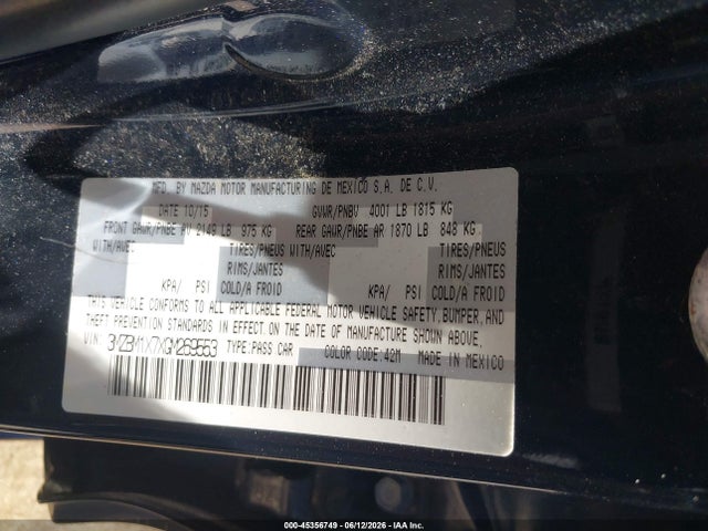 Aukcja sprzedaży 2016 Mazda Mazda3 I Grand Touring, vin: 3MZBM1X7XGM269553, numer aukcji: 45356749