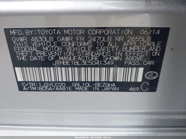 Aukcja sprzedaży 2014 Lexus Gs 350, vin: JTHBE1BL3E5041349, numer aukcji: 45356752