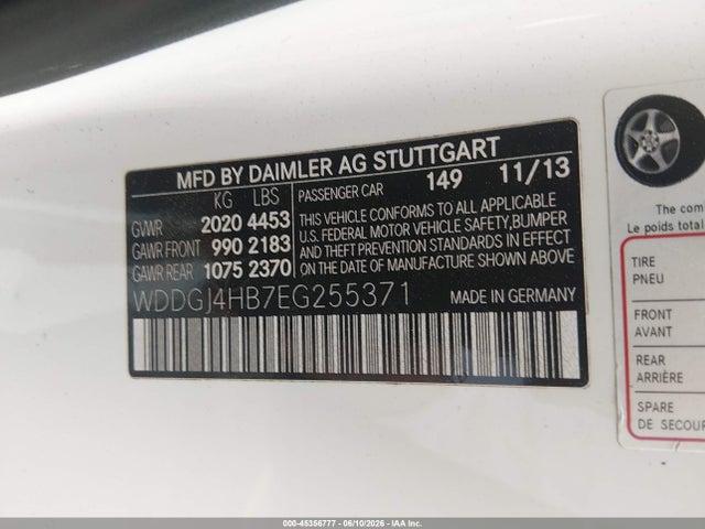 Aukcja sprzedaży 2014 Mercedes-benz C 250, vin: WDDGJ4HB7EG255371, numer aukcji: 45356777