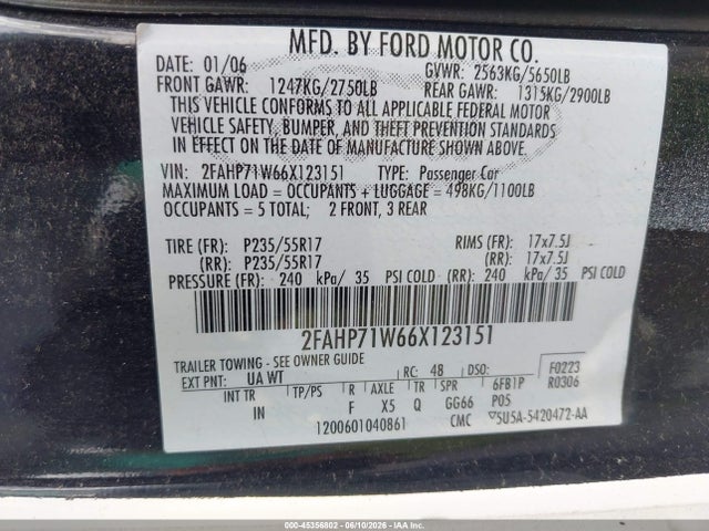 Aukcja sprzedaży 2006 Ford Crown Victoria Police/police Interceptor, vin: 2FAHP71W66X123151, numer aukcji: 45356802