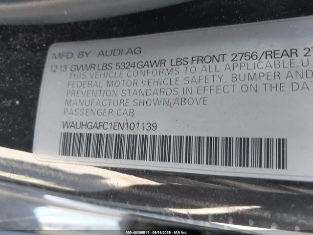 Продажа на аукционе авто 2014 Audi A6 3.0t Premium Plus, vin: WAUHGAFC1EN101139, номер лота: 45356811